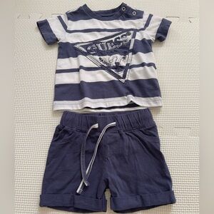Guess Navy Striped Kids Shirt and Shorts Set